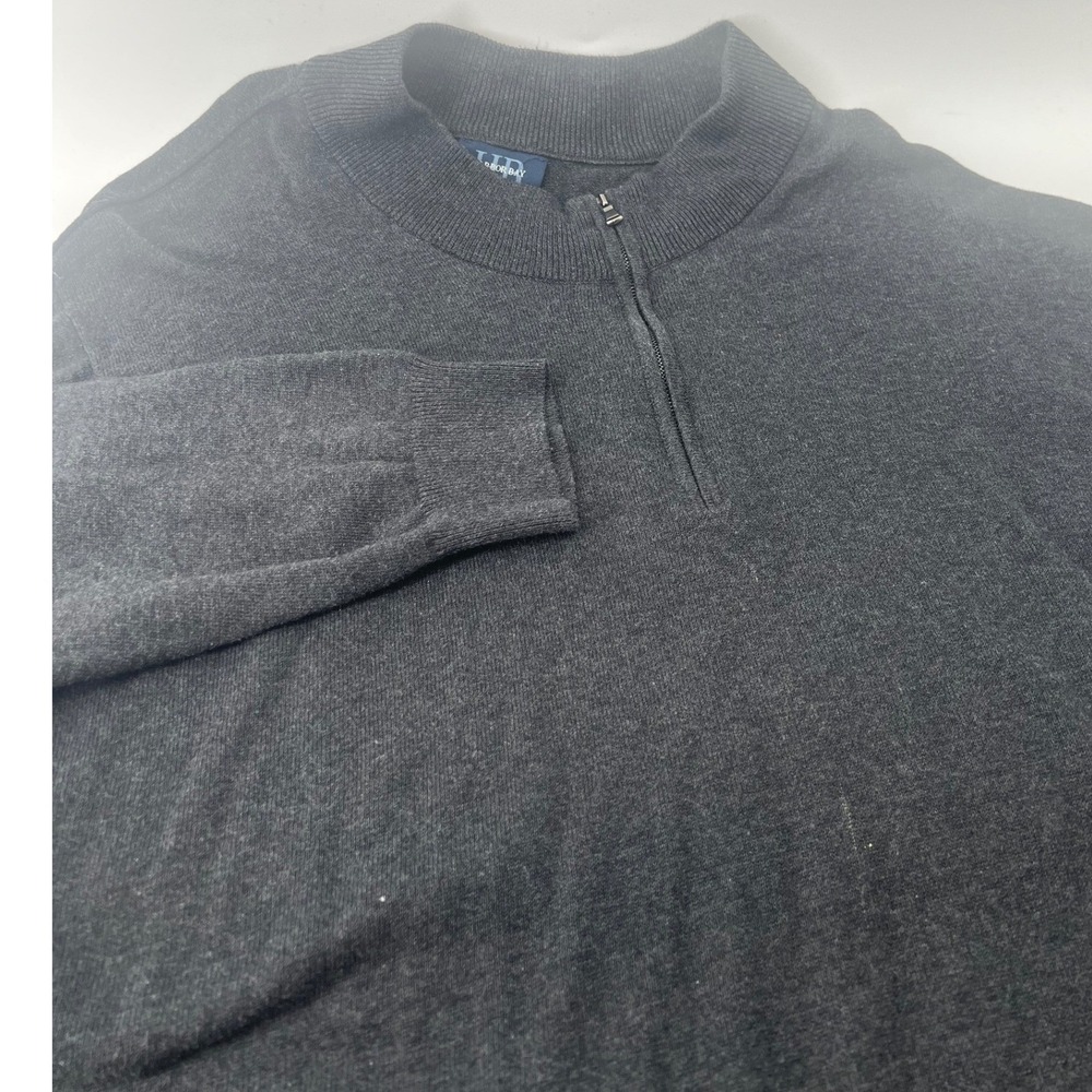 Harbor Bay Mens 4XL Charcoal Gray 1/4 Zip Cotton Knit Pullover Sweater 0326